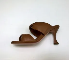 Aquazzura Twist 75 Cuoio Warm Brown Leather Sandals Heels Slide