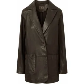 Beautiful Maya blazer in soft leather quality / 50684 - Dark Chocolate