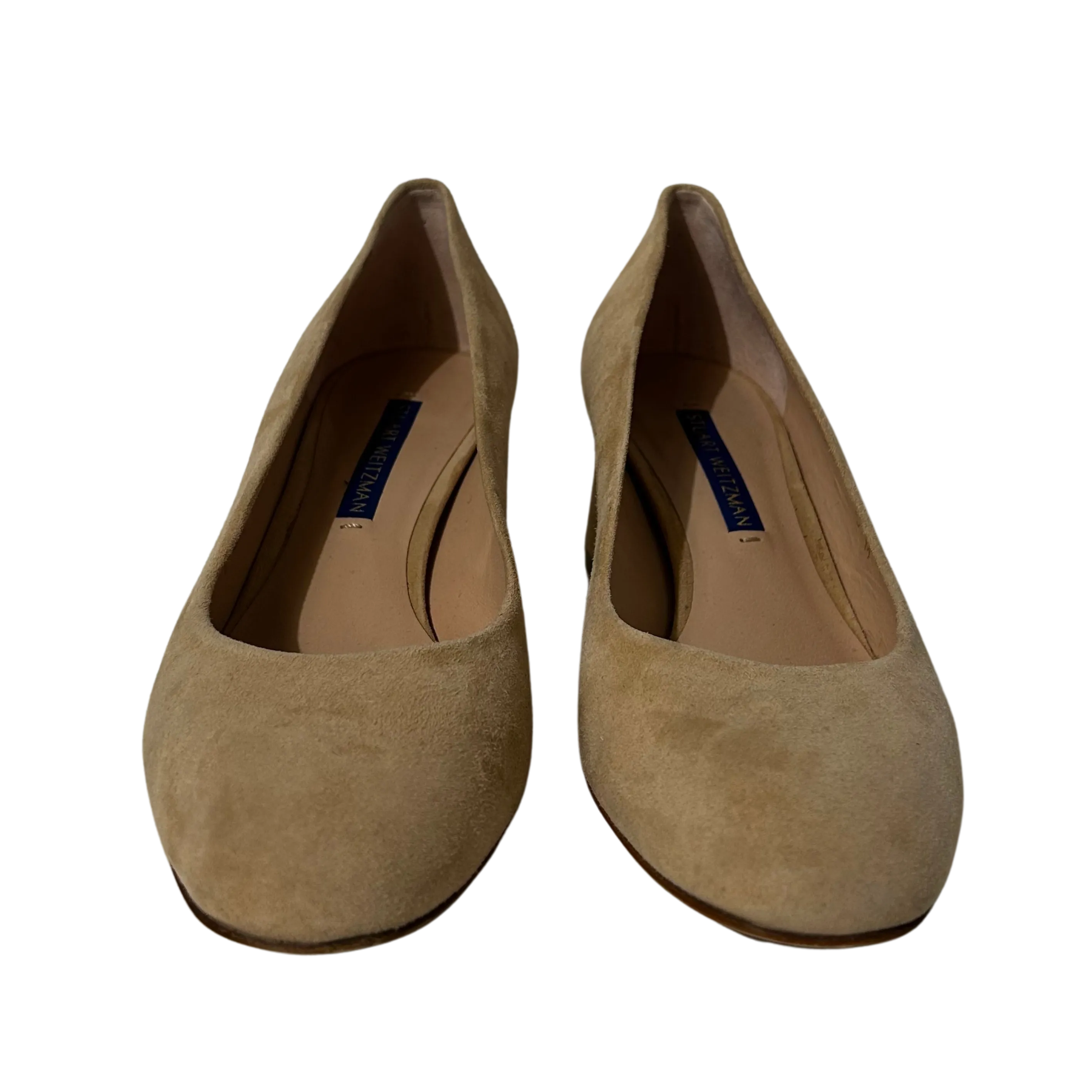 Beige Suede Block Heels 5