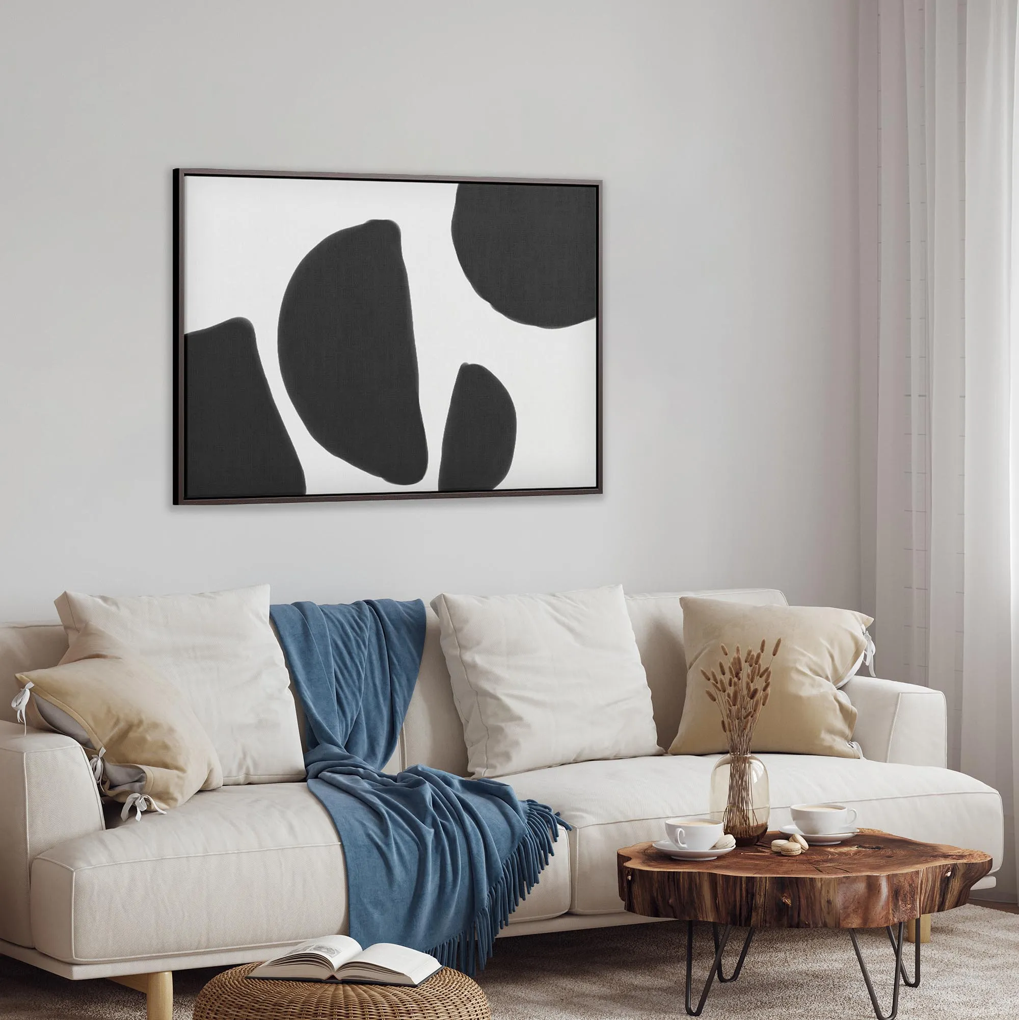 Black & White Shapes Framed Canvas