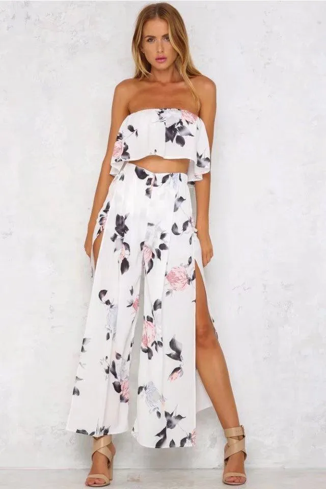 HEIDI’S HIGH SLIT FLORAL PANTS SET