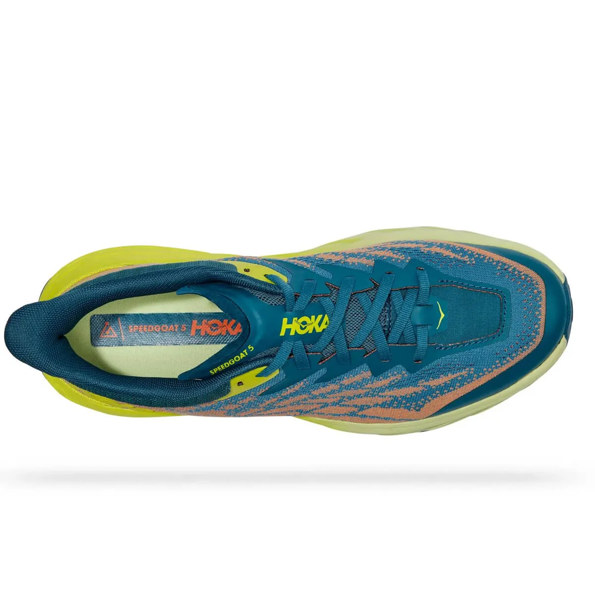 Speedgoat 5 Mens Trail Running Shoes in Blue Coral and Evening Primrose