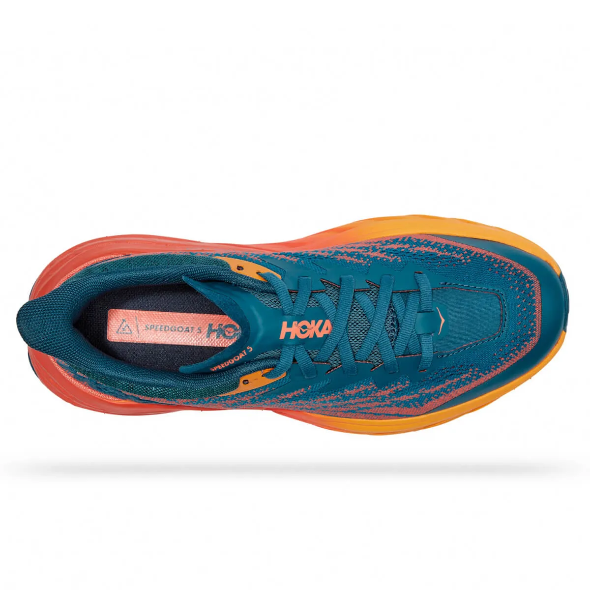 Wide-Fit Hoka Speedgoat 5 Womens Running Shoes in Blue Coral/Camellia