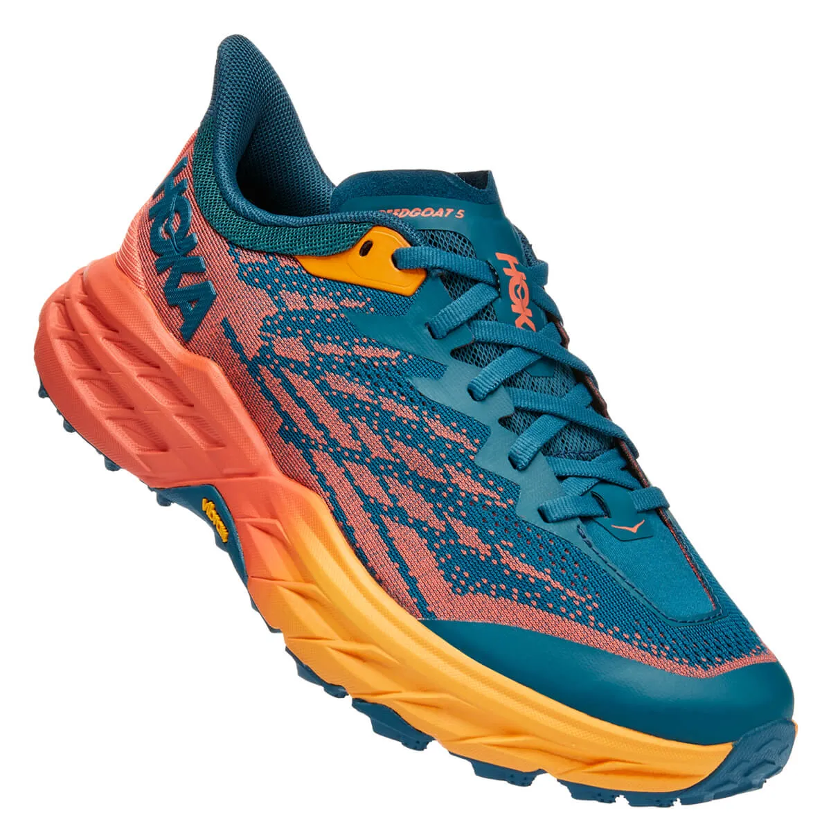 Wide-Fit Hoka Speedgoat 5 Womens Running Shoes in Blue Coral/Camellia