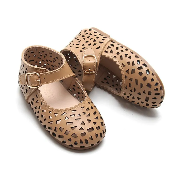 Leather Boho Mary Janes Tan