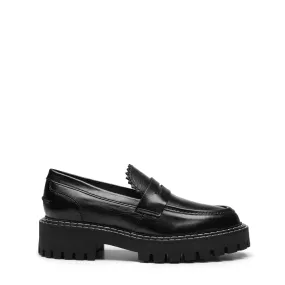 Matter Black Leather Loafers