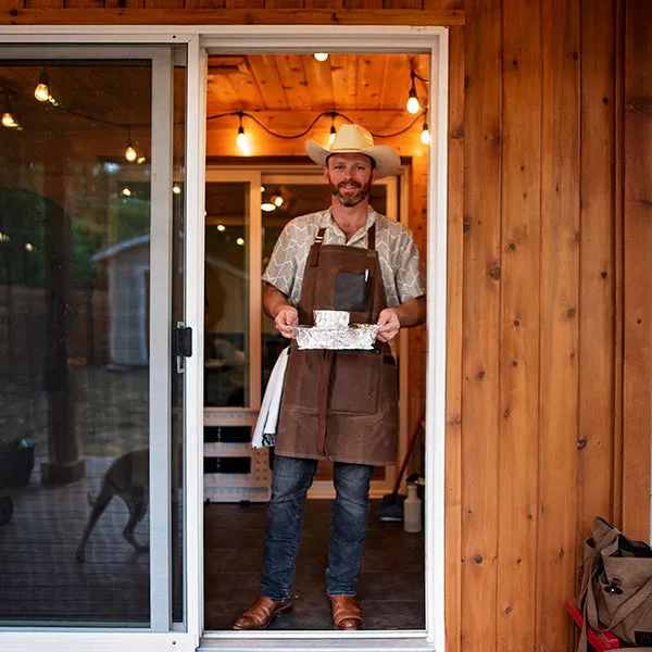 Personalized Waxed Canvas Apron for Pit Masters & BBQ Enthusiast