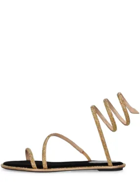 René Caovilla   10mm Embellished suede flat sandals 