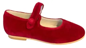 Shawn & Jeffery Red Velvet Classic Girls Button Mary Jane